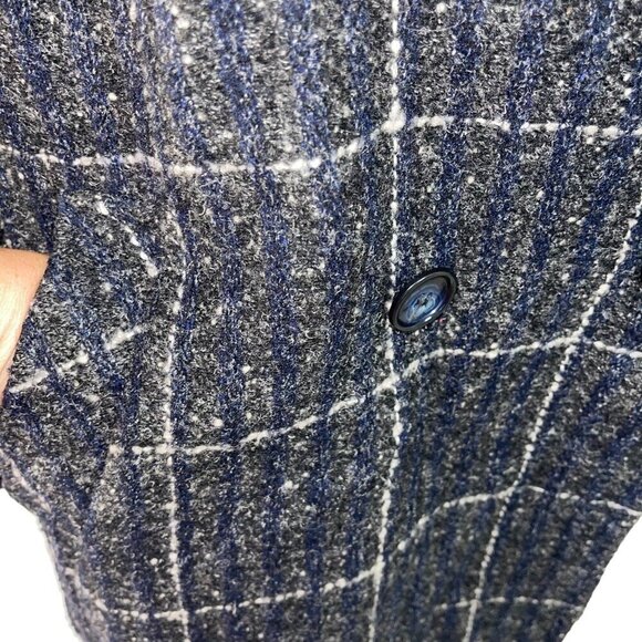 Saril Ltd Vintage Womens Coat Size Large Gray Plaid Pockets Knit Cuffs Pure Wool - Picture 10 of 10